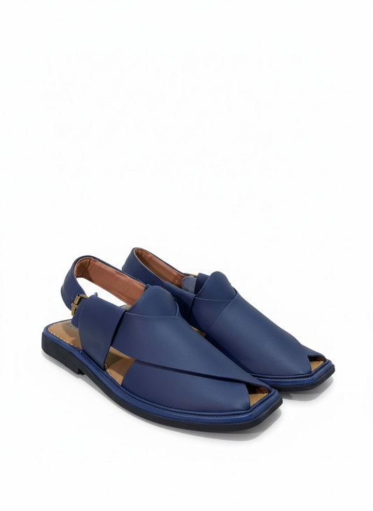 Blue Samat Zalmi Chappal – Premium Handmade Leather Footwear