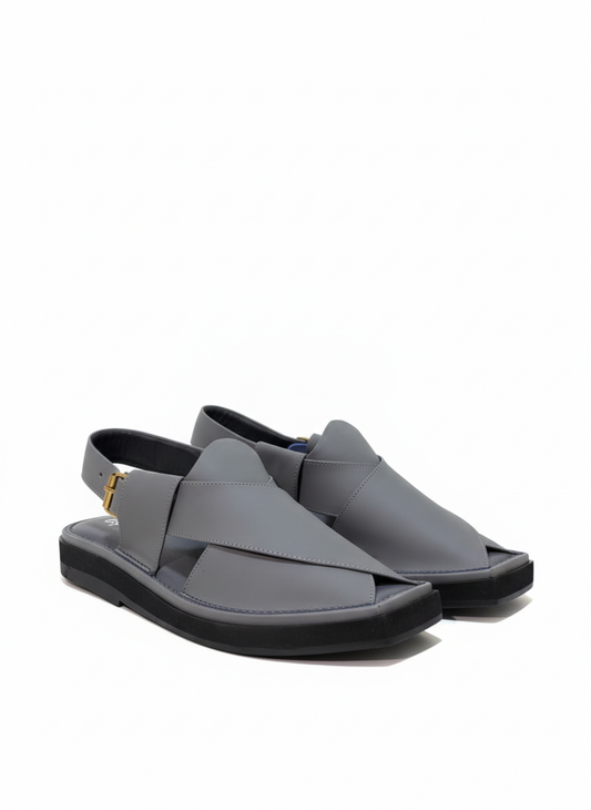 Premium Gray Kaptaan Chappal – Handcrafted Leather Elegance
